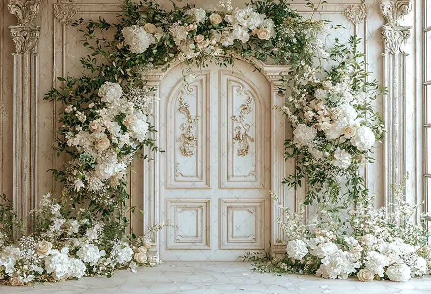 Mehofond التصوير خلفية الربيع الأبيض قوس الزهور الكبار الأمومة صورة حفلة عيد ميلاد ديكور خلفية استوديو الصور