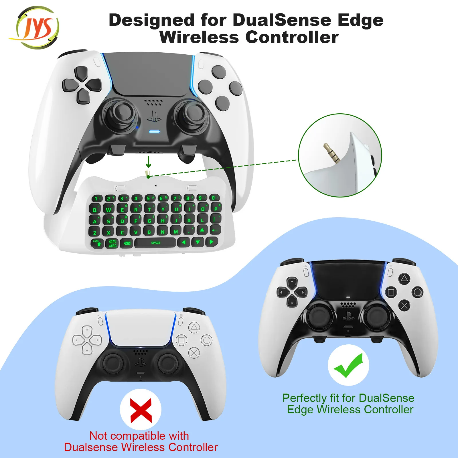 Controller Keyboard Bluetooth-Compatible Wireless Keyboard Green Backlight Built-in Speaker for PS5 Elite Handle