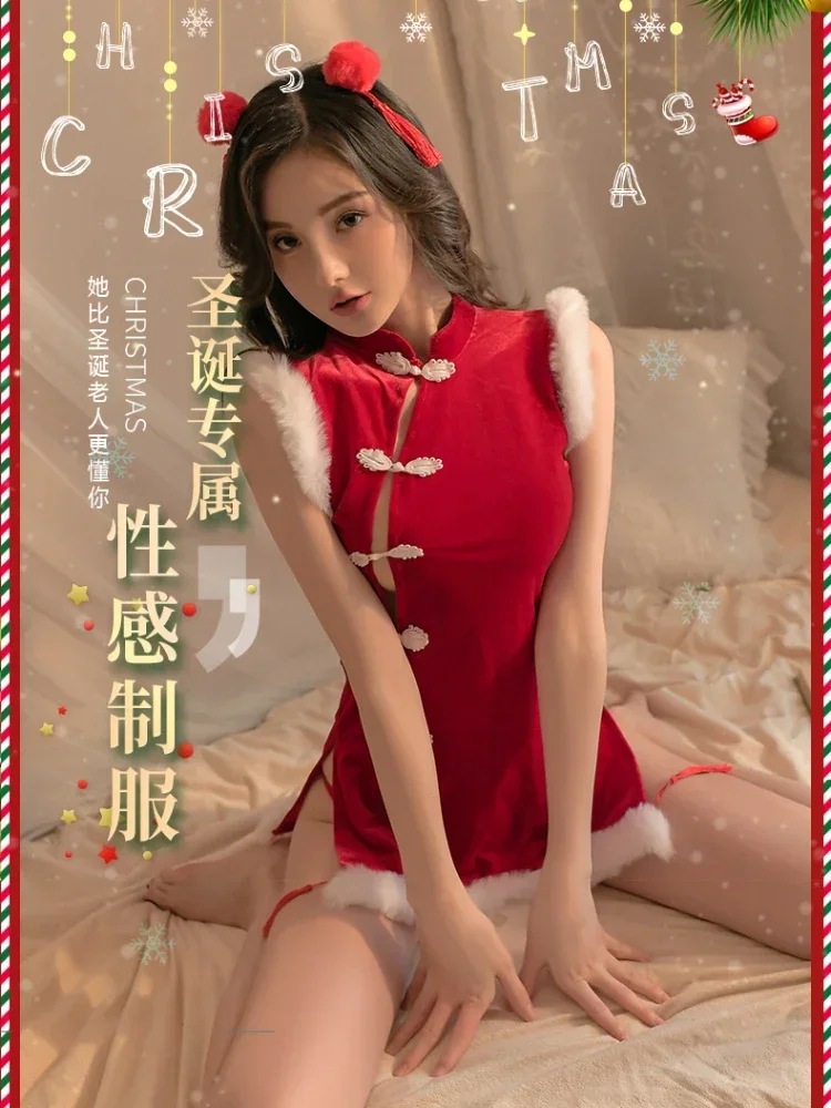 中国のチャイナドレス,ヴィンテージ,セクシーなランジェリー,ホルター,タイト,qipaoミニドレス,クリスマスフェスティバルの服,ステージショー