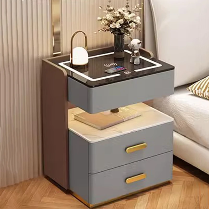 منظم مكبر صوت بلوتوث لغرفة النوم، قفل بصمة الإصبع مريح، منضدة مريحة اقتصادية وعصرية للشحن، أثاث فريد من نوعه