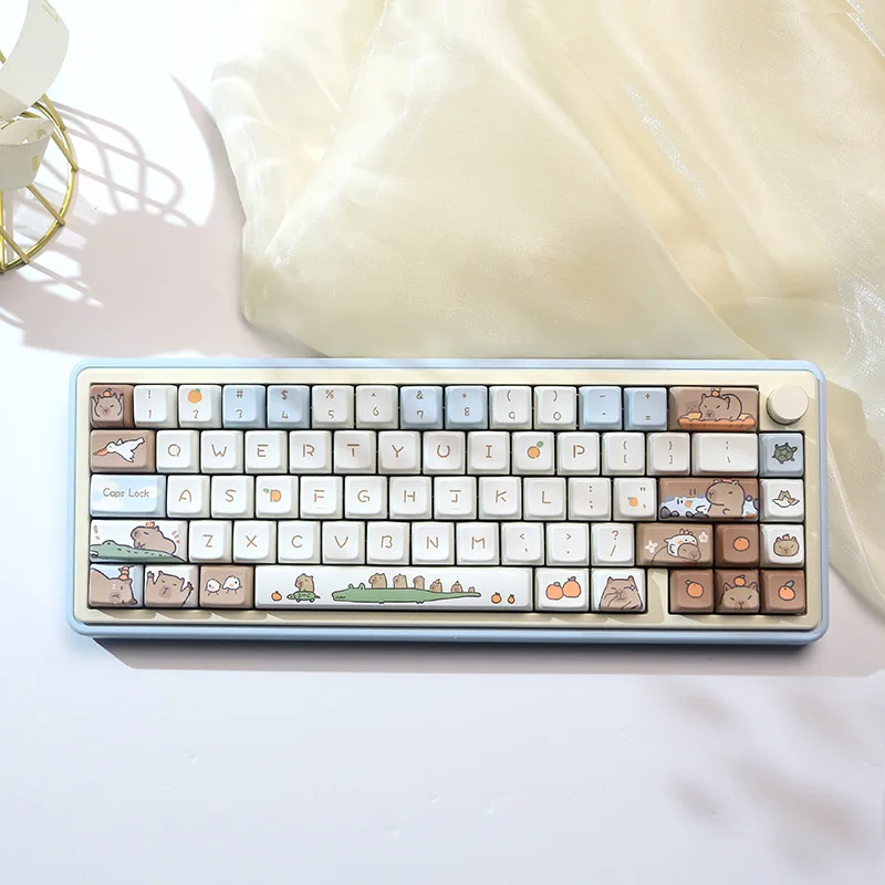 Mda High Capybara Mechanical Keyboard Keycap Custom Thermal Sublimation Pbt Cute Milk Blue Home Goodies Birthday Gift Boy Girl