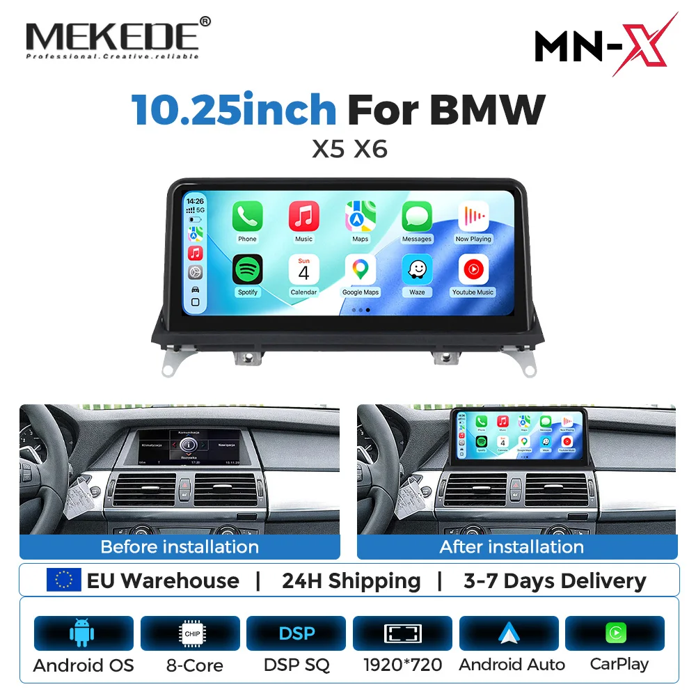 NaviFly 8 Core Android Auto Autoradio Wireless Carplay All-in-One Per BMW X5 E70 X6 E71 2007-2014 CCC CIC Sistema 4G + WiFi GPS BT