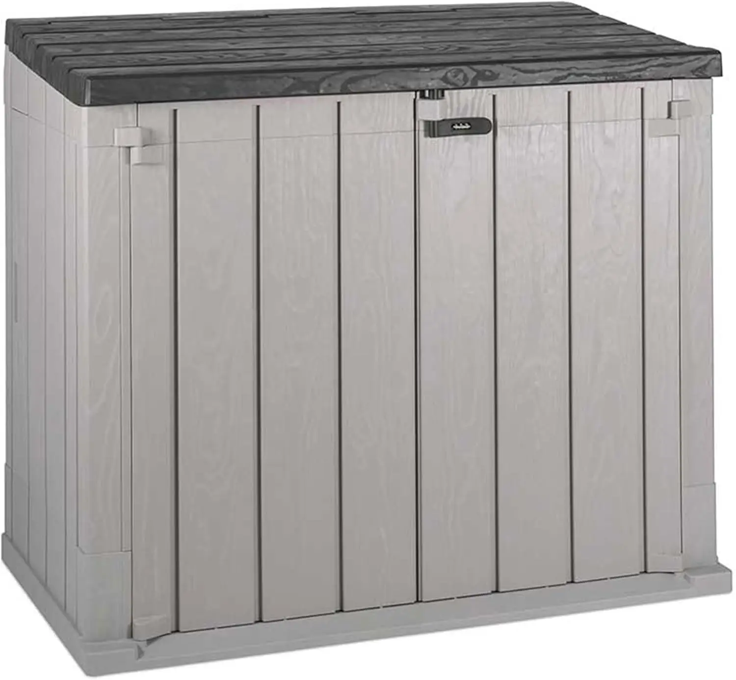 Toomax Stora Way All Weather Outdoor Horizontal Storage Shed Cabinet for Trash Can Garden Tools Taupe Gray/Anthracite