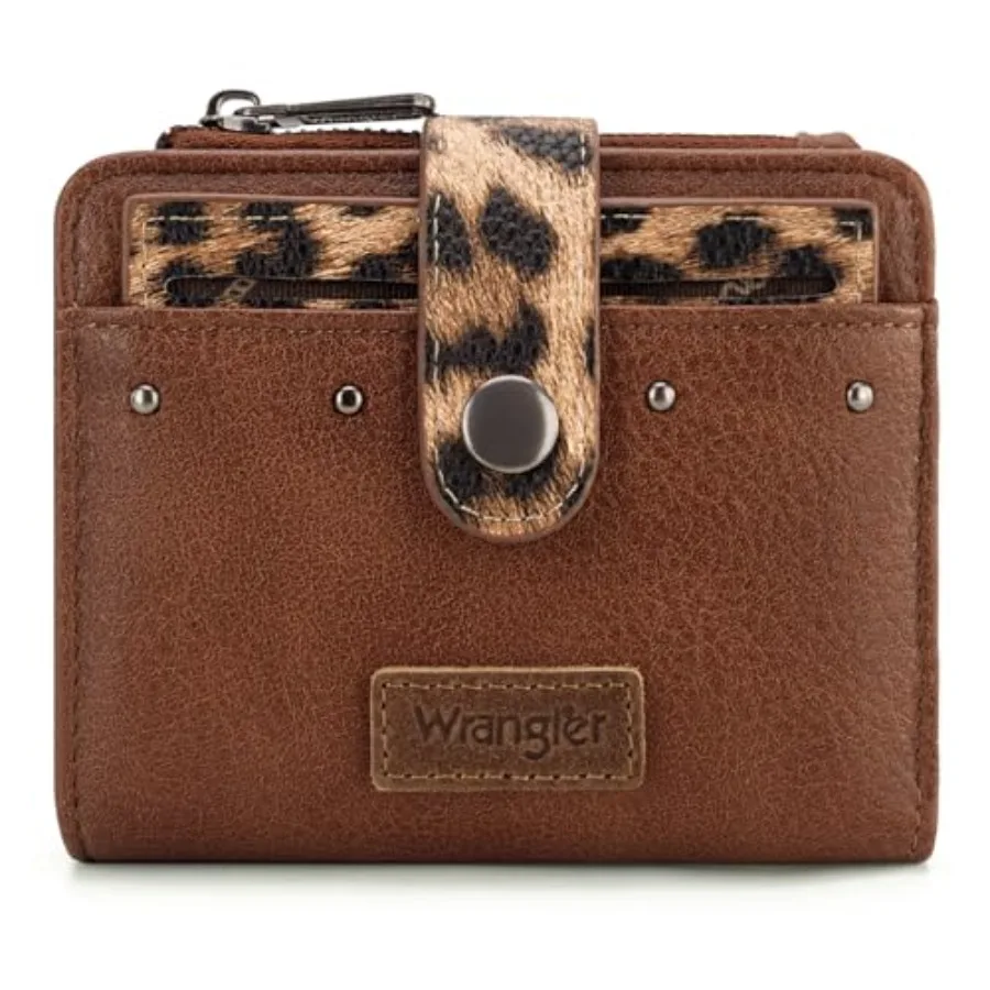 

X Wrangler Small Womens Wallet Leopard Print Women's Wallets, Card Cases and Money Organizers Small Bifold Card Wallet with Rem