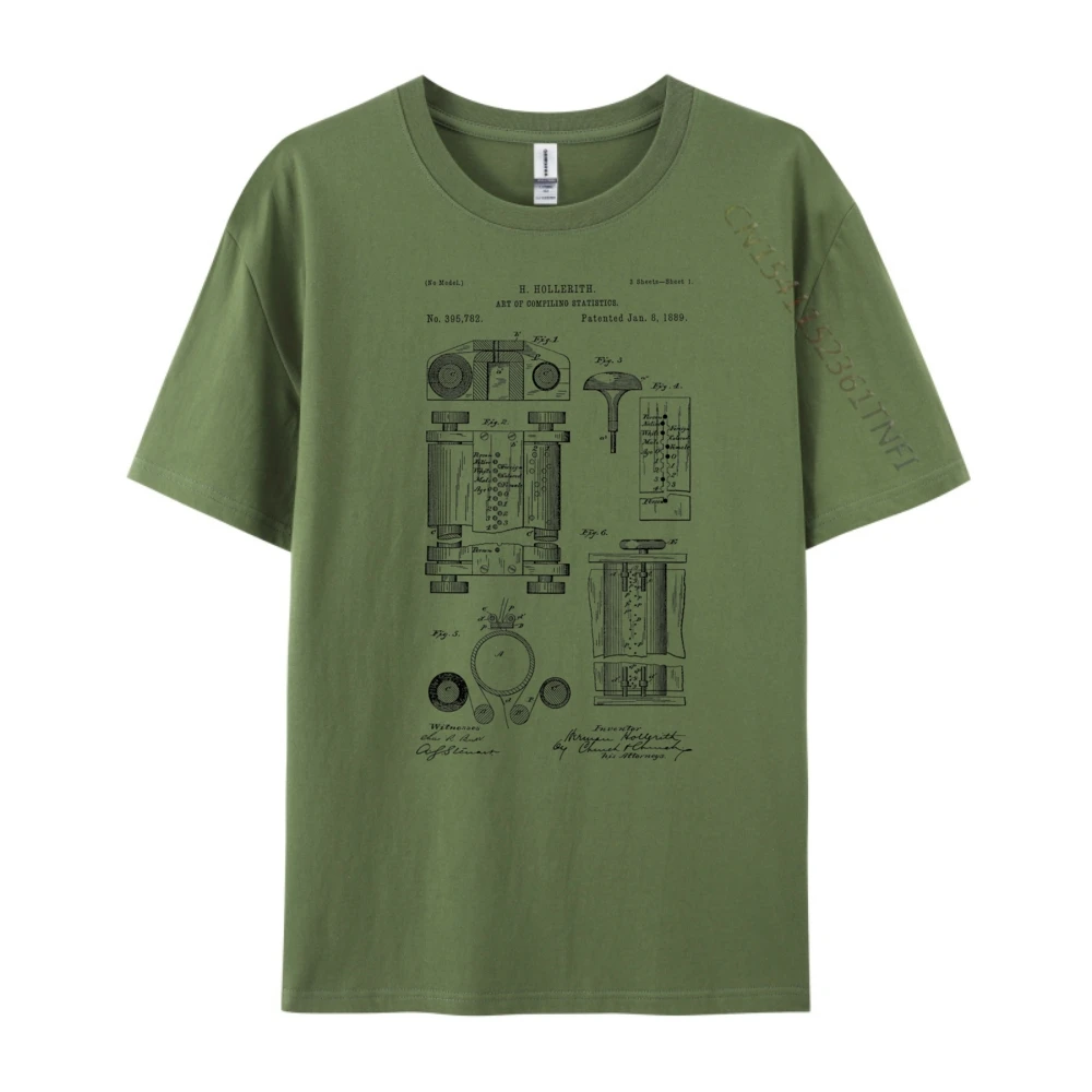 

Vintage Patent Print 1889 First Computer Statistics Machine Clothing Short Sleeve Graphic T-shirts Loose