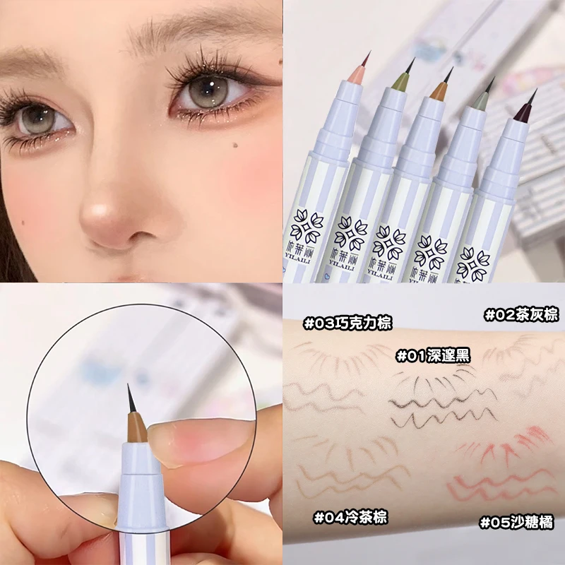 Ultra fino preto marrom cílios delineador caneta rotativa cabeça à prova dwaterproof água duradoura suave olhos forro lápis ferramentas de maquiagem dos olhos