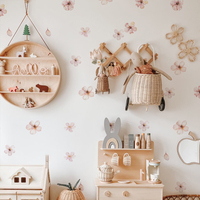 Pink Sakura Flowers Wall Stickers Decoration For Girls Rooms Boho White Watercolor Flowers On The Wall Stickers Home Decor