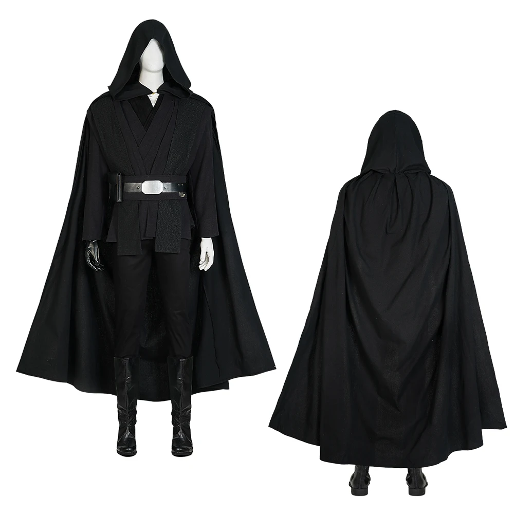 

Luke Skywalker Cosplay Costume SW Luke Black Battle Suit Top Pants Cloak Full Set Outfits for Halloween Party Hand Made Any Size