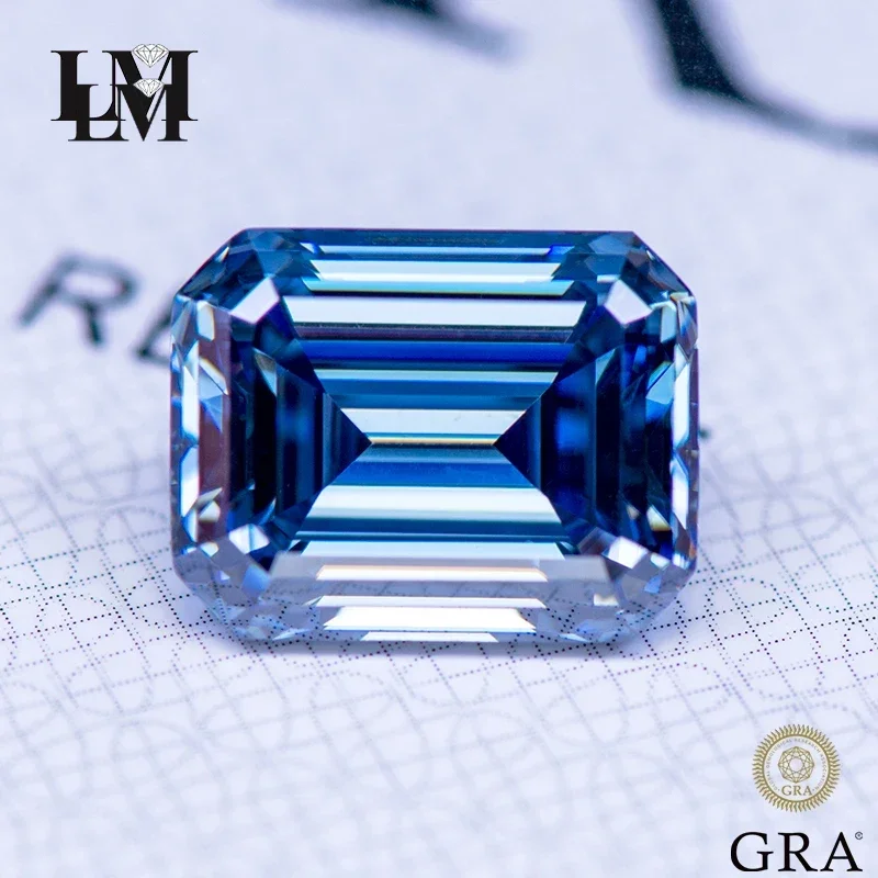 Moissanite Gemstone Emerald Cut Natural Color Royal Blue GRA Authentication Lab Grown Diamond For Charms Woman Jewelry Making