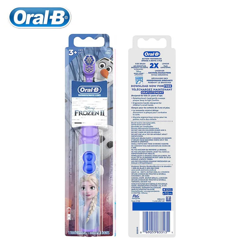 Oral-B Kid Electric Toothbrush Pro-Health Soft Bristle Rounded Vibrate Brush Heads Gum Care Teeth Brush Battery Power for Age 3+