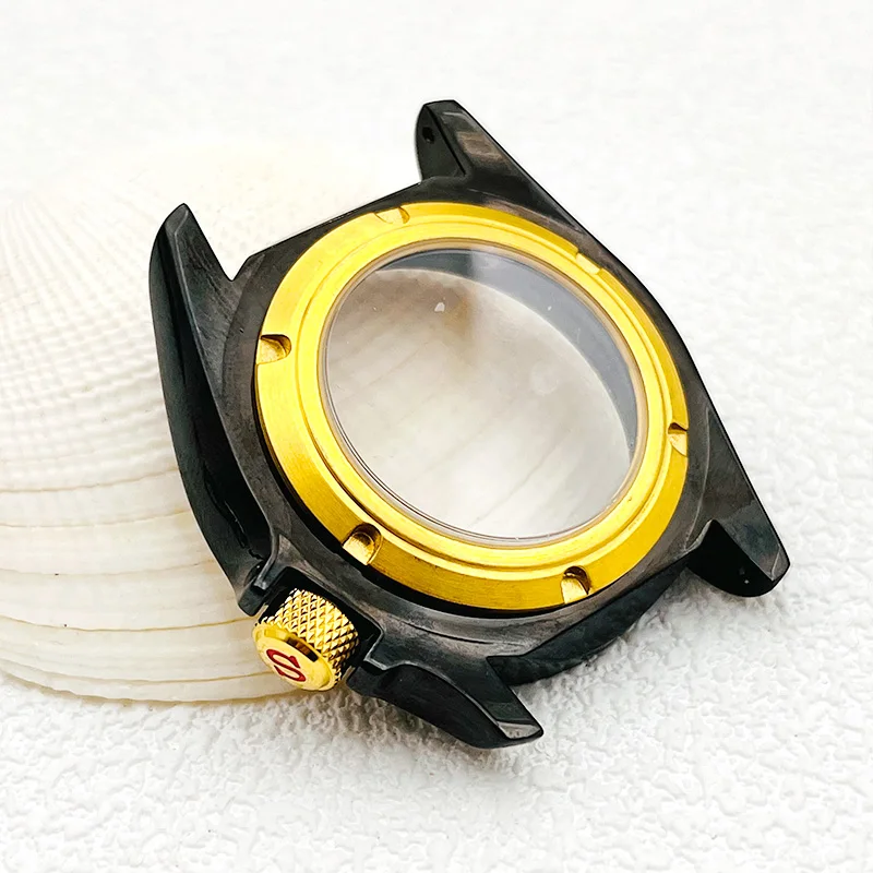 Seiko Gold Bezel Insert Ring Sapphire Glass SKX007 SKX009 Watch Cases Fits 7S26 NH35 NH36 4R 7S Automatic Movement Diving Case