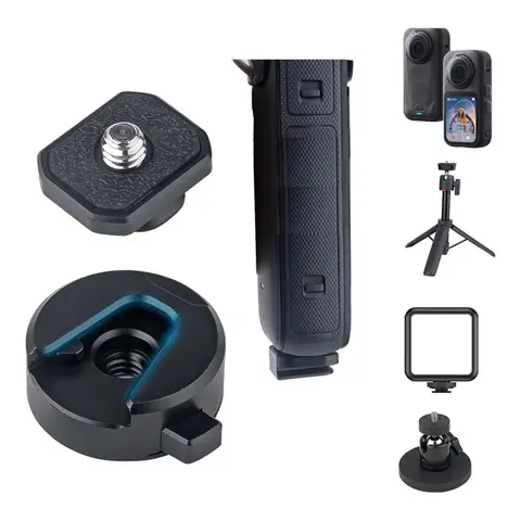 Quick Release Mount Adapter & 1/4 Screw Thread for Insta360 X6, Lightweight Mini Base 1/4" Screw Hole for Tripod, Gimbal