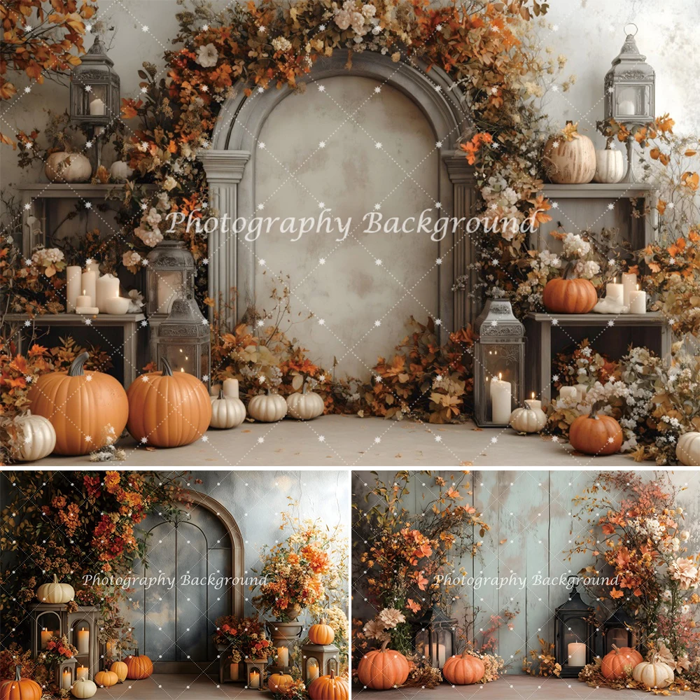 Arrière-plan de photographie sur le thème d'automne, citrouilles, feuille d'érable, scène florale, décoration de réception-cadeau pour bébé, anniversaire d'enfant, arrière-plan de séance Photo