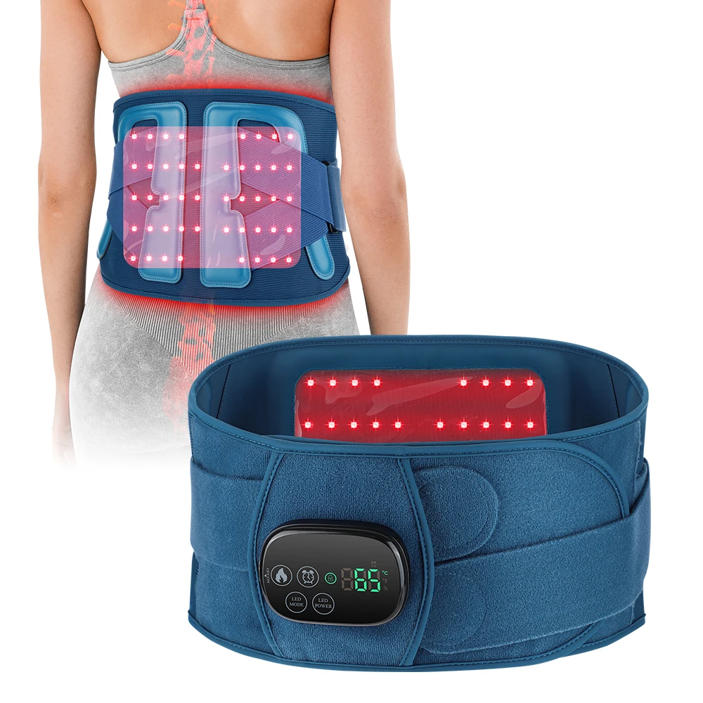 

Wireless 660nm 850nm Infrared LED Lumbar Pain Relief Back Support Belt Red Light Therapy Waist Massager With Heat