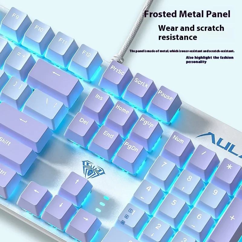 Imagem -05 - Aula Wolf Spider Frosted Panel Teclado Mecânico Dual Color Wired Hot Swappable Esports Game Universal Adequado para Desktop Laptop