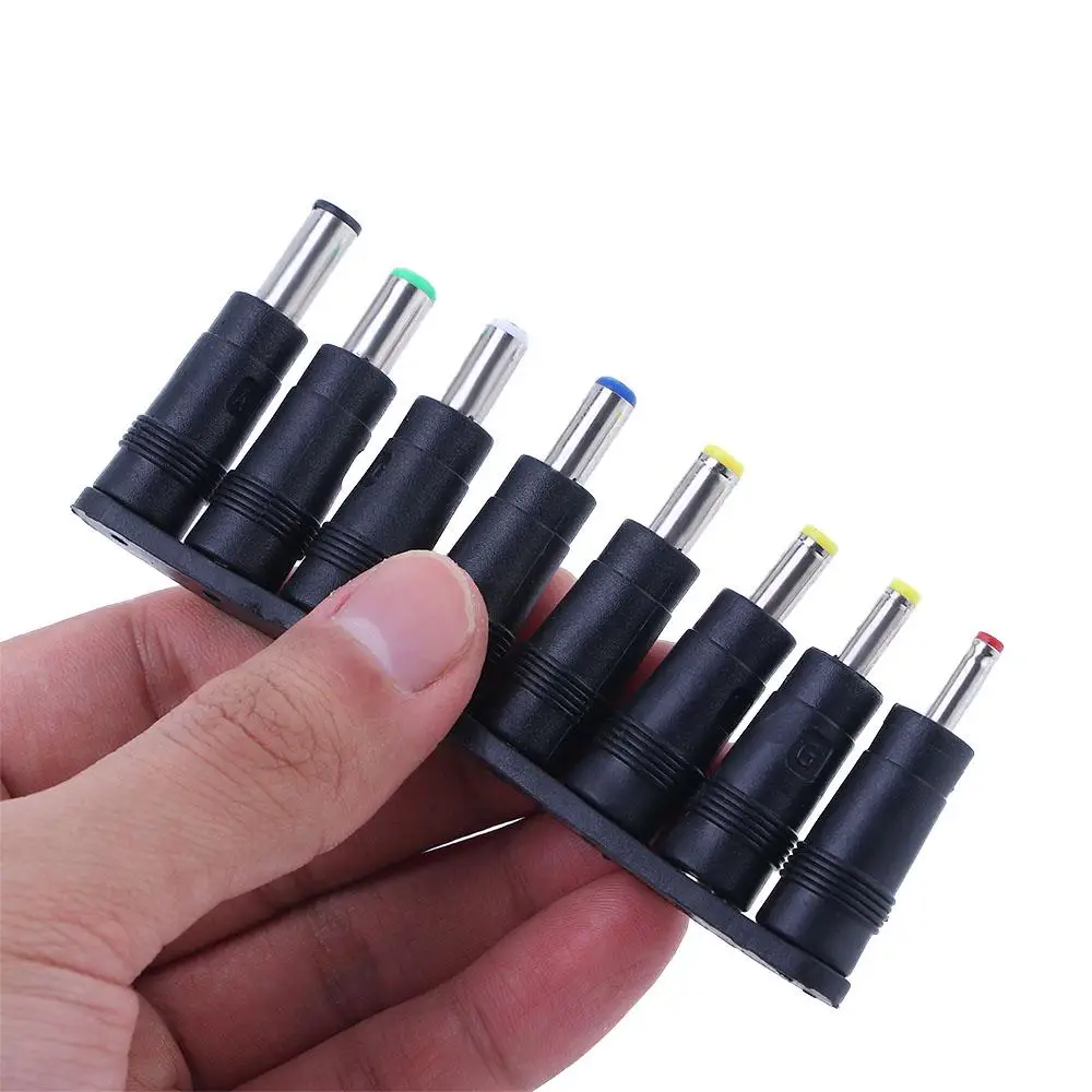 8pcs Universal Laptop DC Power Supply Adapter Connector Plug AC DC Jack Charger Connectors Laptop Power Adapter Conversion Plug