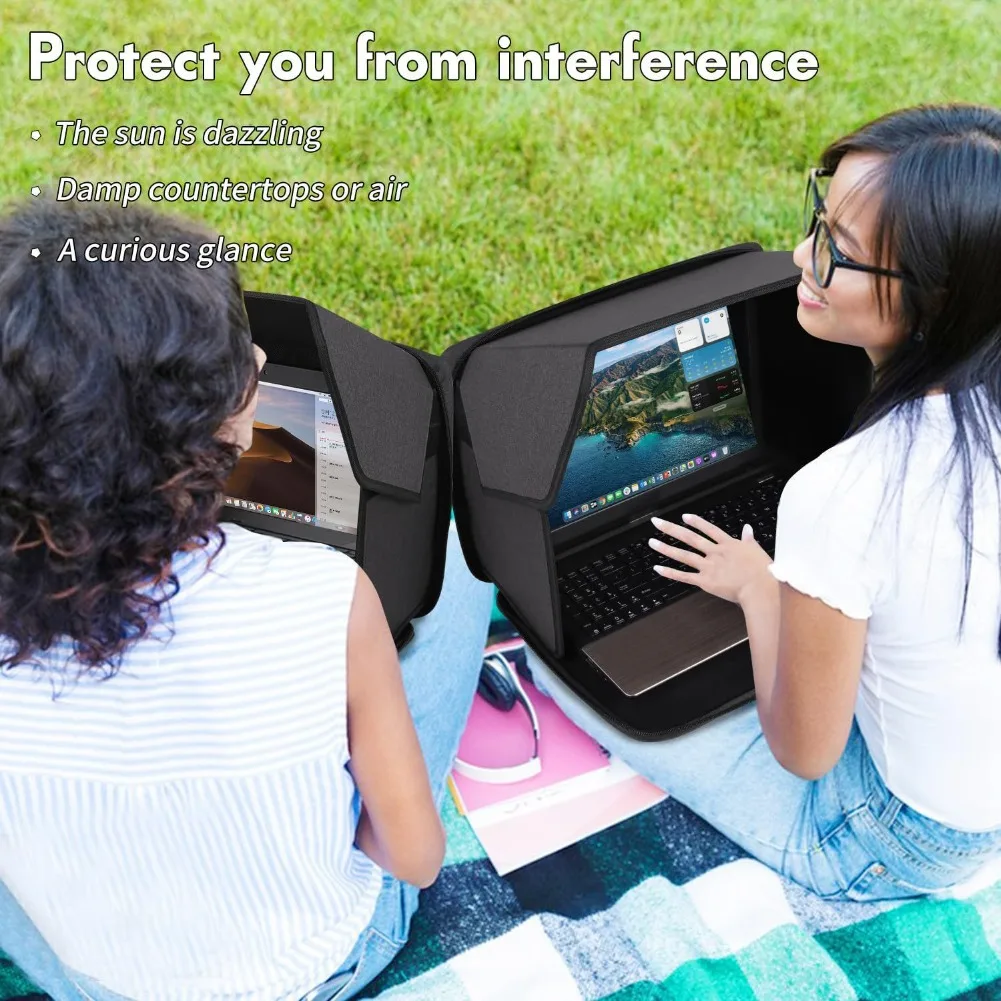 2-in-1 Foldable Laptop Bag Privacy Sun Shade Anti-Glare Computer Universal 16 in Laptop Carrier Outdoor Working Commuting Travel