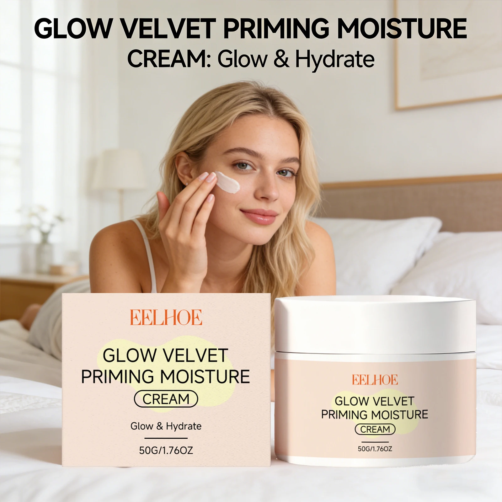  Crema Hidratante Pre-Maquillaje que Mejora la Adherencia de la Base, Reduce las Grumos y Aumenta la Luminosidad del Maquillaje, Crema Facial Hidratante