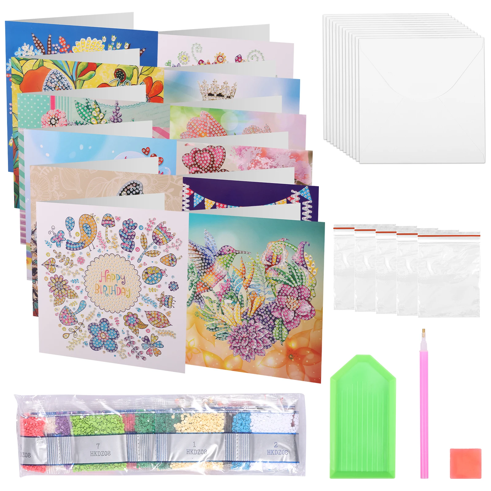 

12 шт. алмазная художественная открытка с инструментом для рисования и конвертом DIY ручная поздравительная открытка на Рождество и Рождество для фестиваля, Новый год