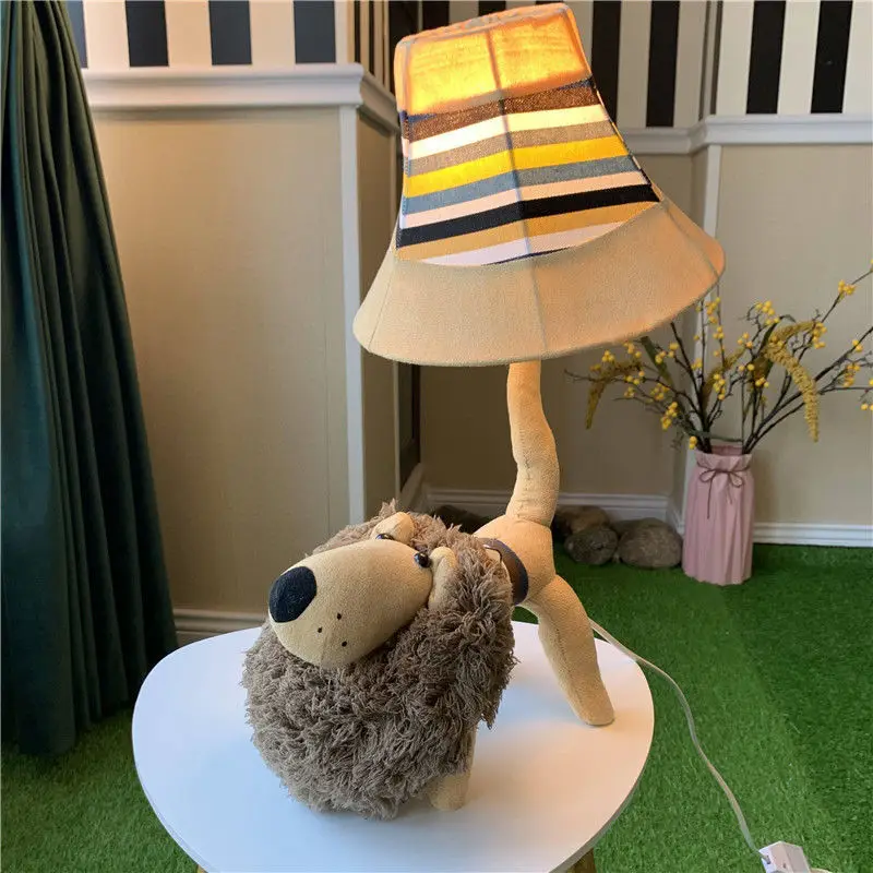 Floor Stand Lamp Decoration Fabric Handmade Animal Lion Monkey Poodle Dog Sheep Antelope Kids Floor Light for living room