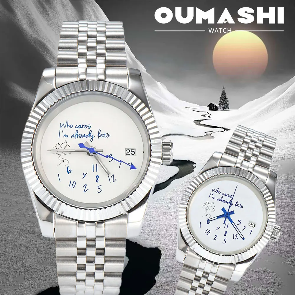 

36mm/39 men's watch NH35 movement automatic mechanical watch "Who Cares I'm already Late" sapphire glass stainless steel strap