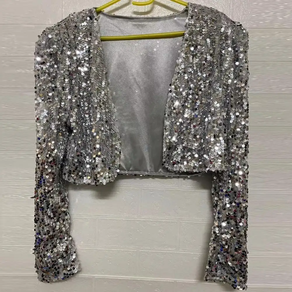 

Sexy Sequin Jacket Short Sequined Jacket Elegant Sequin Jackets for Women Long Sleeve Blouson Glitter Short Coats for Ladies