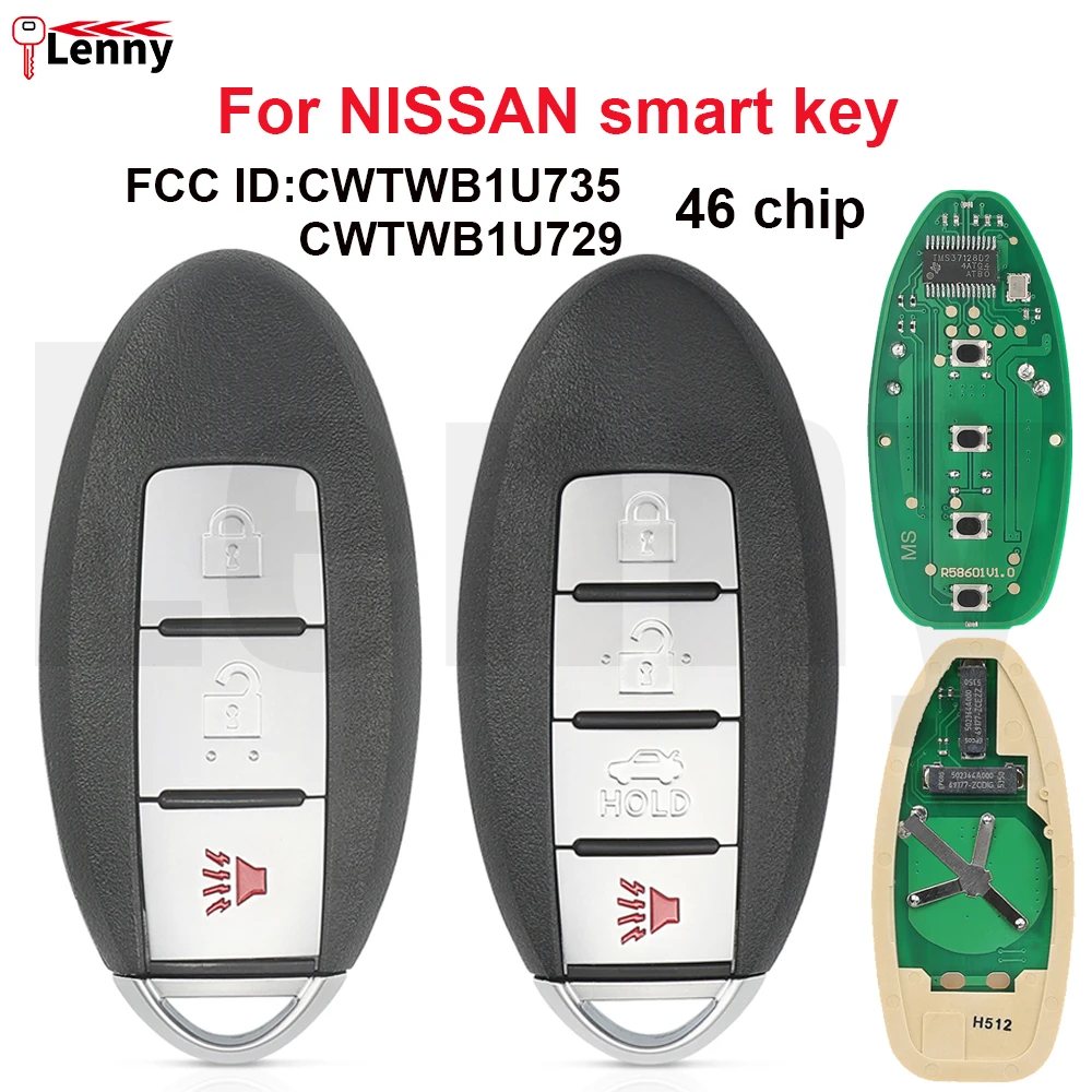 Lenny FCC:CWTWB1U735/729 315MHz46chip car smart remote key for Nissan Armada Tiida Qashqai Altima Maxima Sentra Teana Xtrail key
