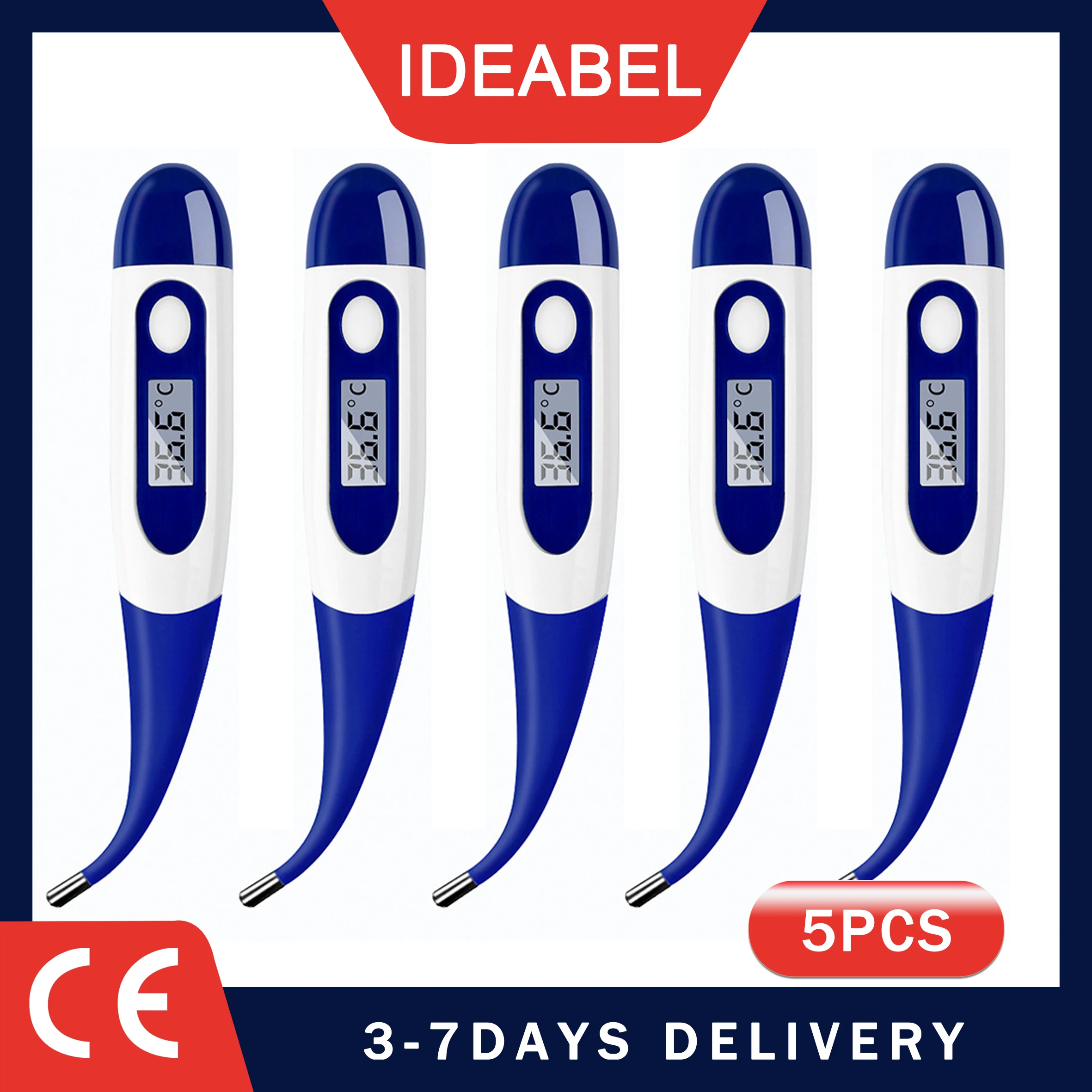 IDEABEL 5PCS Children Thermometers for Fever Thermometer Electronic Digital Armpit Temperature Measurement Household Adults