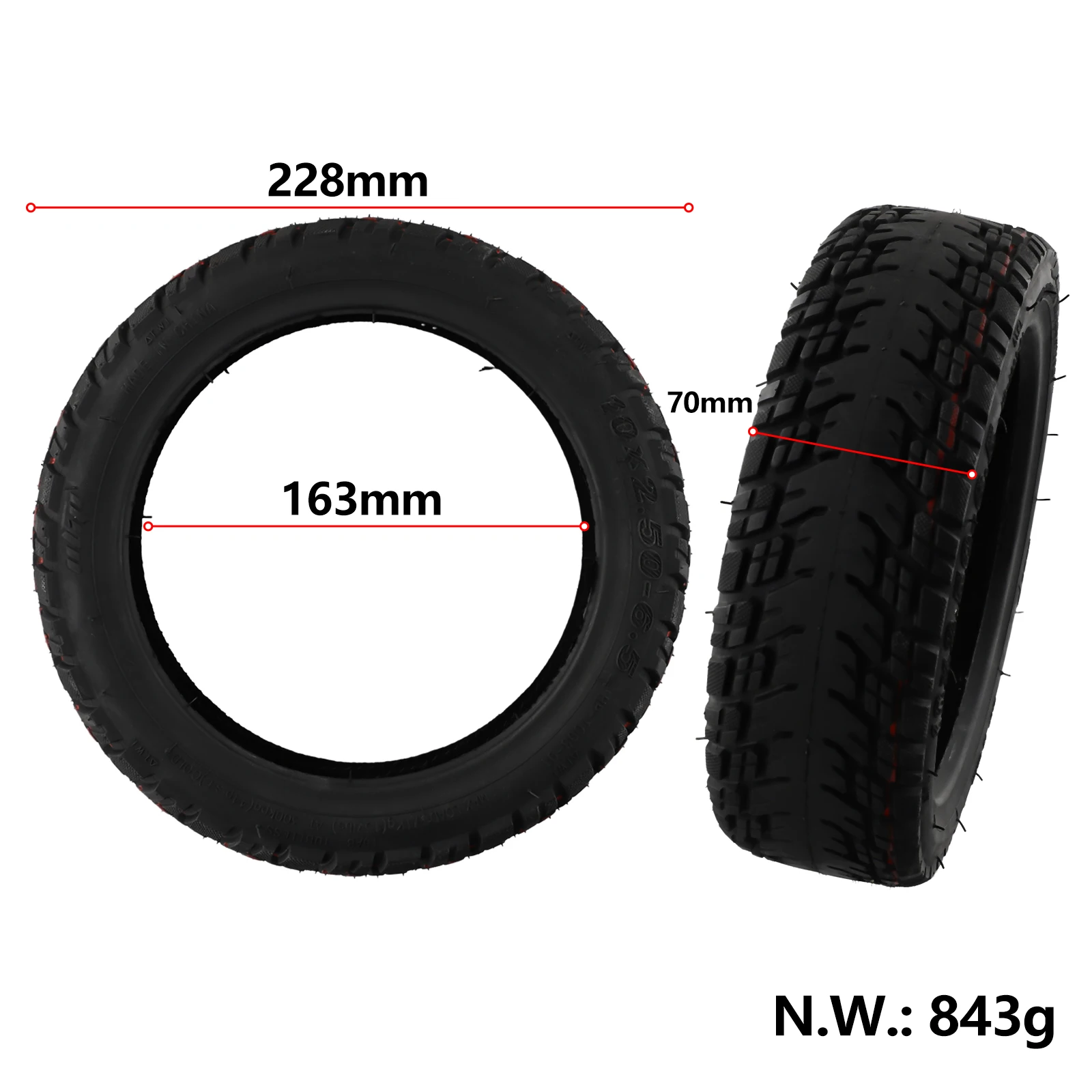 

For Max G30 Electric Scooter Replacement Tubeless Tyre 10 Inch Self Repair Rubber Tire Designed for Durability