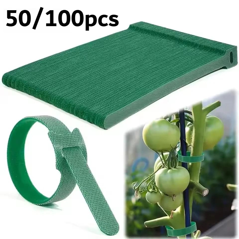 50/100pcs Nylon Plant Ties Non-Slip Tie Loop Adjustable Plant Support Reusable Fastener Tape for Home Garden Accessories