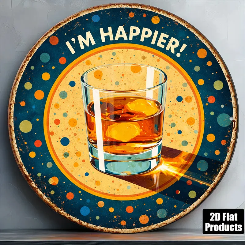2D Flat Round Sign, Vintage 