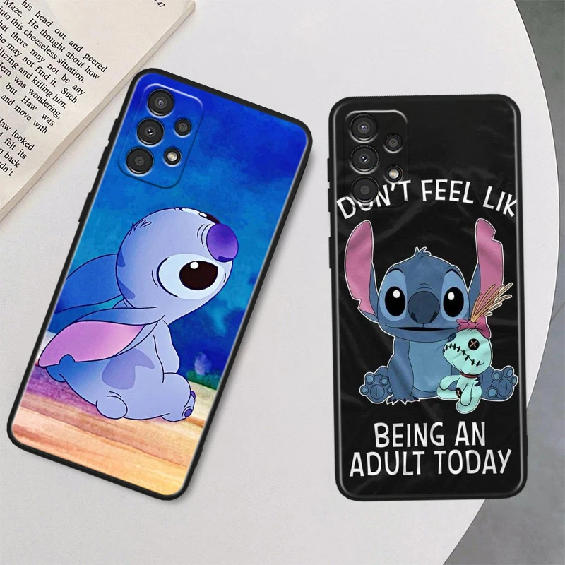 Cute Disney Stitch For Samsung Galaxy A91 A81 A71 A51 A42 A31 A21S A12 A11 A04 S E A02S A01 Core Black Phone Case