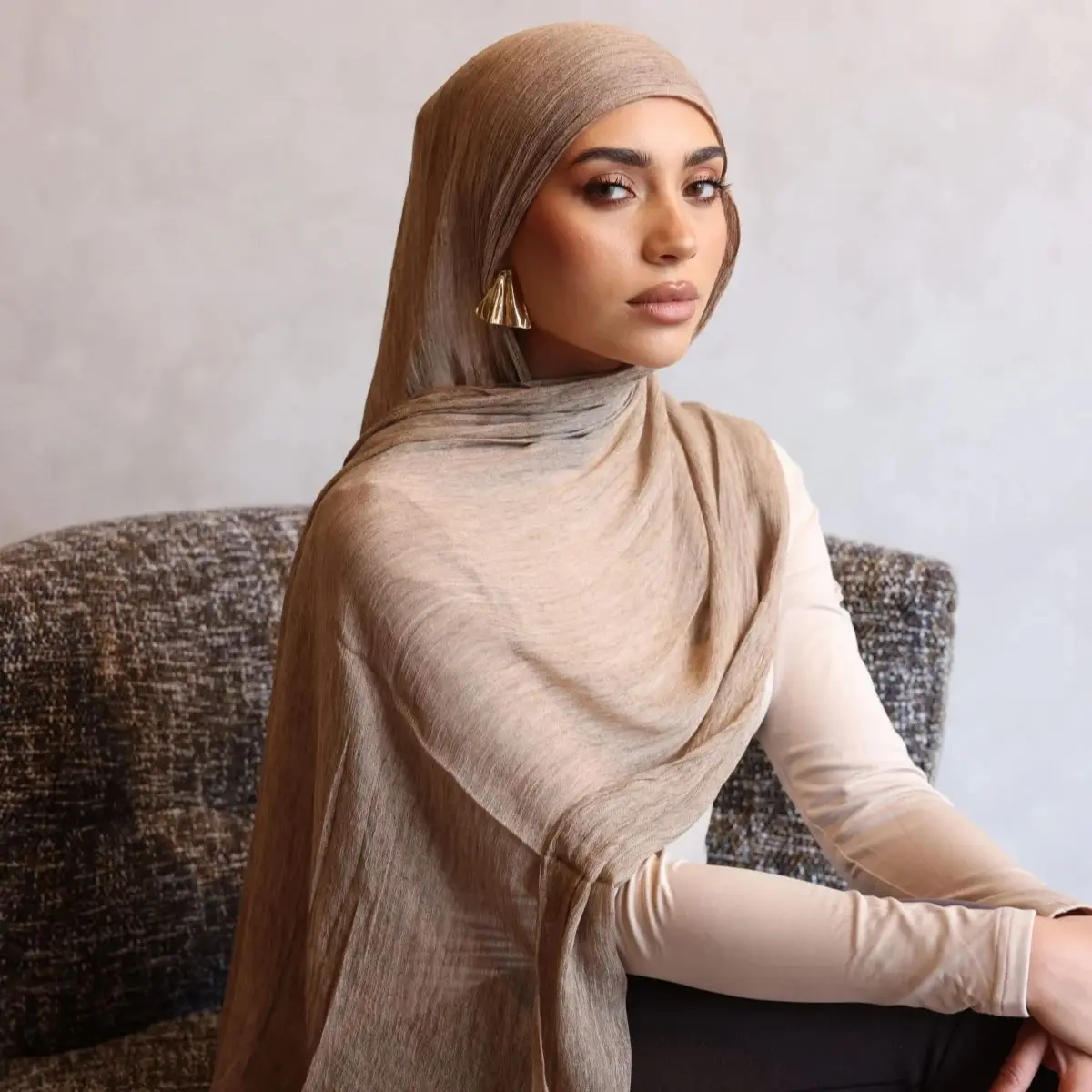 Premium Rayon Cotton Wrinkle Hijab Scarf For Woman Muslim Hijabs Fashion Soft Shawl Islam Turban Ramadan Soild Headband 180*80cm