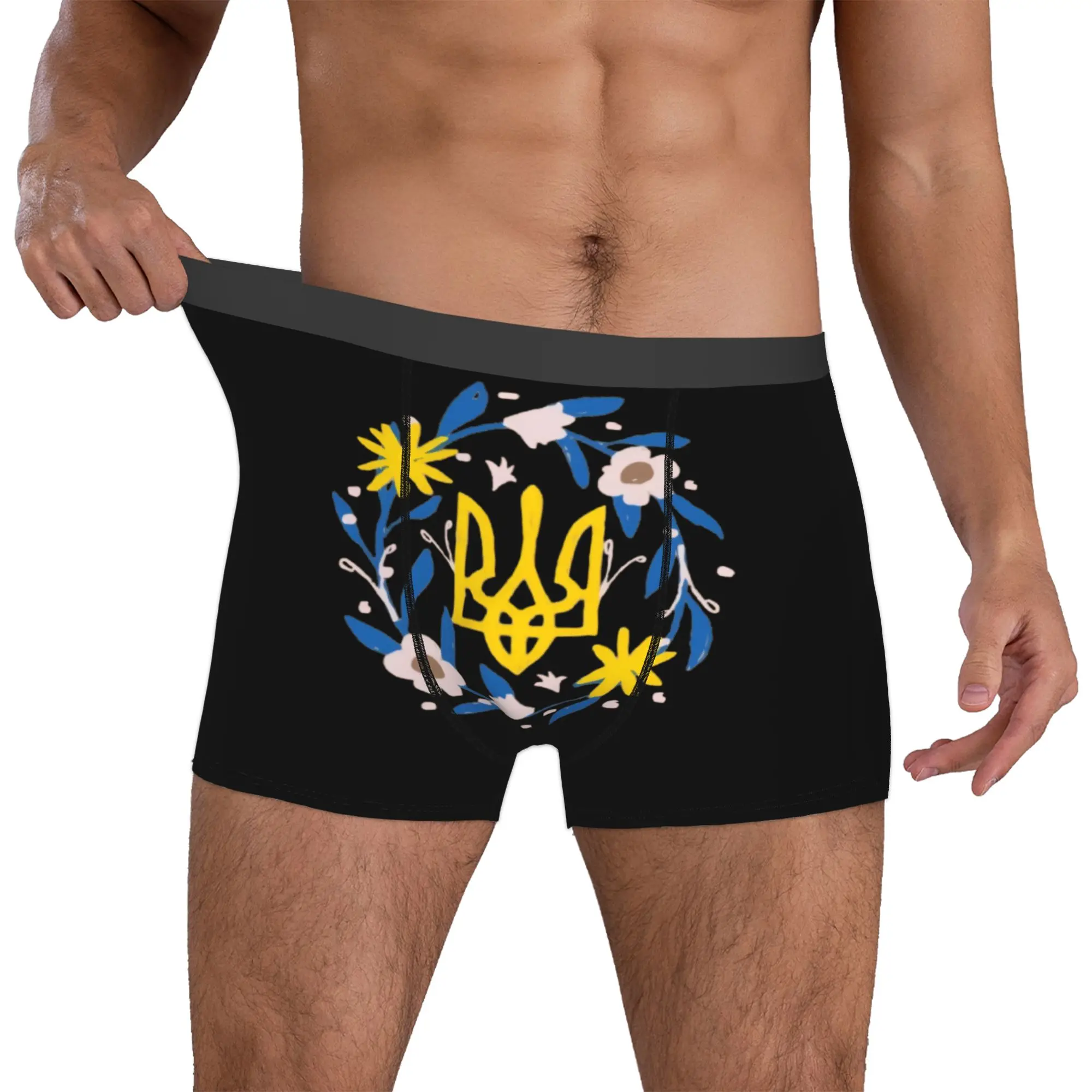 Customized Ukraine Flag Underwear Men Printed  Boxer Briefs Shorts Panties Soft Underpants