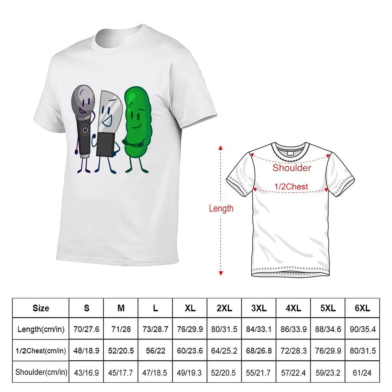 Microphone Knife and Pickle (Inanimate Insanity) T-Shirt summer top aesthetic clothes T-shirts for men cotton