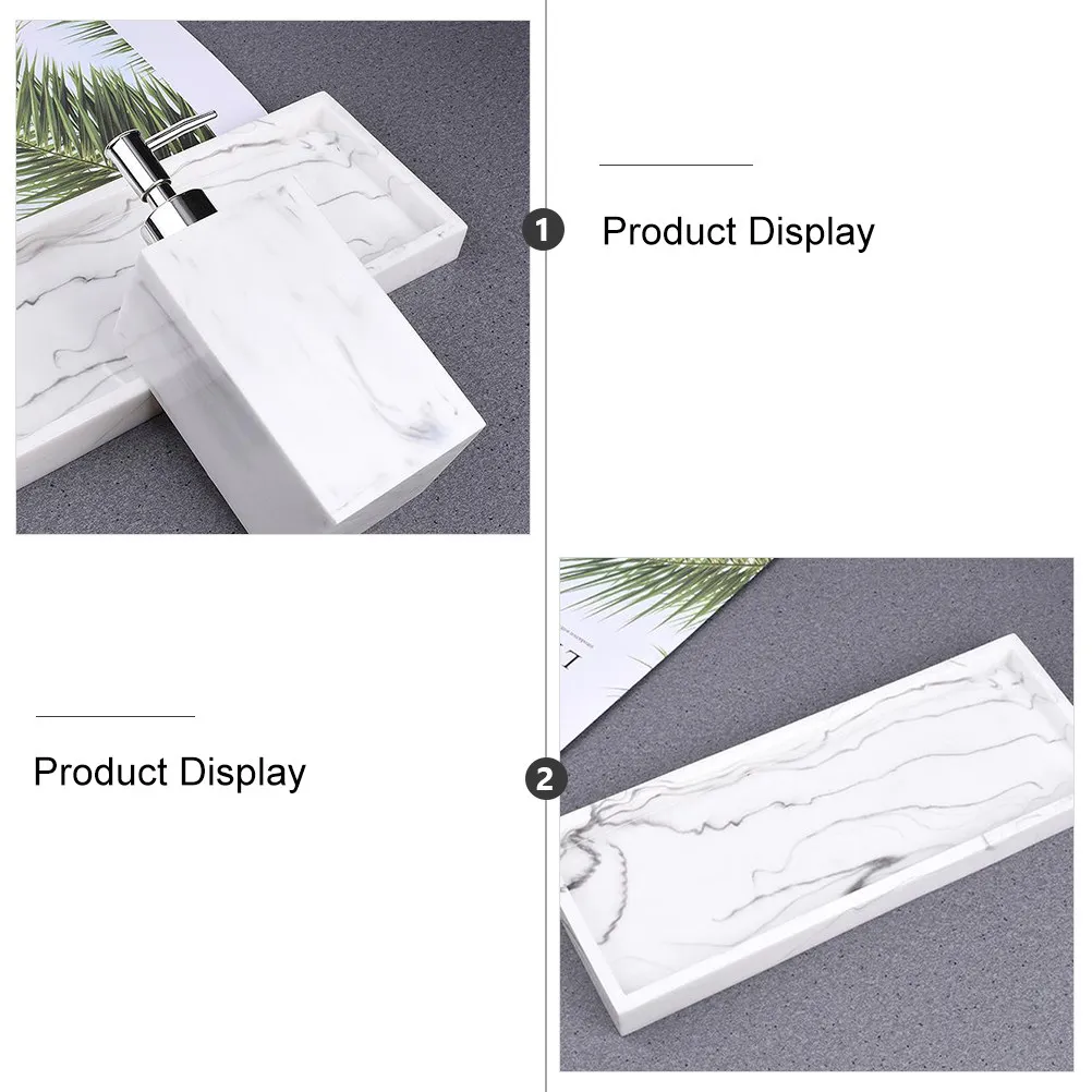 

Набор из 1 шт.: Диспенсер для мыла из мраморной смолы с поддоном-органайзером и двумя стаканами для ванной и кухни, набор для хранения у раковины