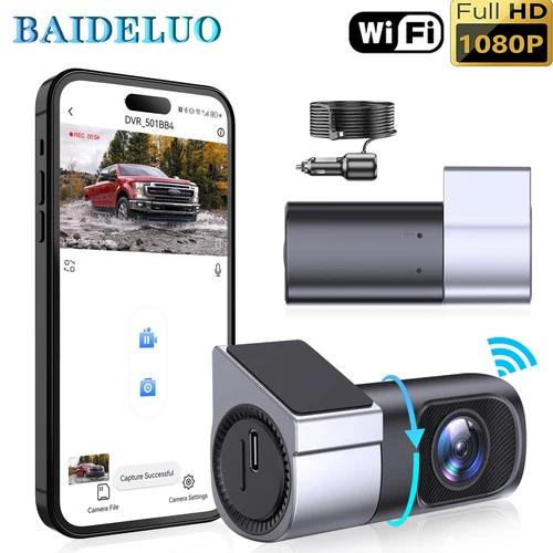 Imagen 1 del producto Dashcam de 1080P con visión nocturna, Mini Dashcam oculta, monitoreo de estacionamiento las 24 horas, grabación en bucle, Sensor de gravedad, Control por aplicación