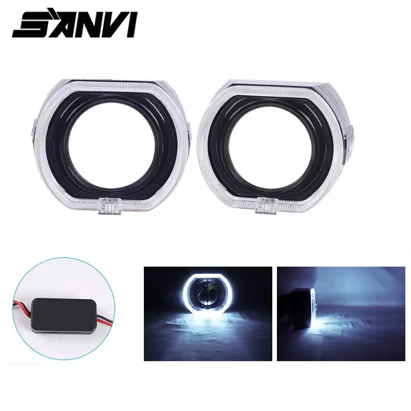 

SANVI 2.5 Inch 3.0 Inch Black Angel Eyes Shrouds DRL for Koito Q5 Hella Bixenon Hid Projector Lens LED Daytime Running Lights
