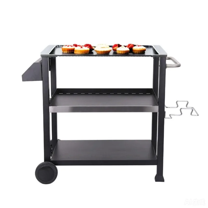 

3 tiers of storage racks, hotel restaurant, restaurant, kitchen cart, multi-function, wheeled movable BBQ cart
