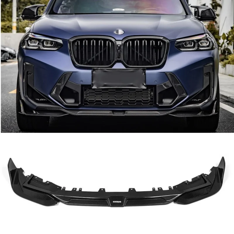 

For BMW X3M F97 LCI 2022+ SQ Style 3PC 100% Dry Carbon Fiber Front Bumper Lip