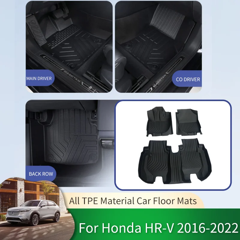 

TPE Car Waterproof Non-slip Floor Mats Full Surround Protective Liner Foot Pads Carpet for Honda HR-V HRV HR V Vezel 2016~2022