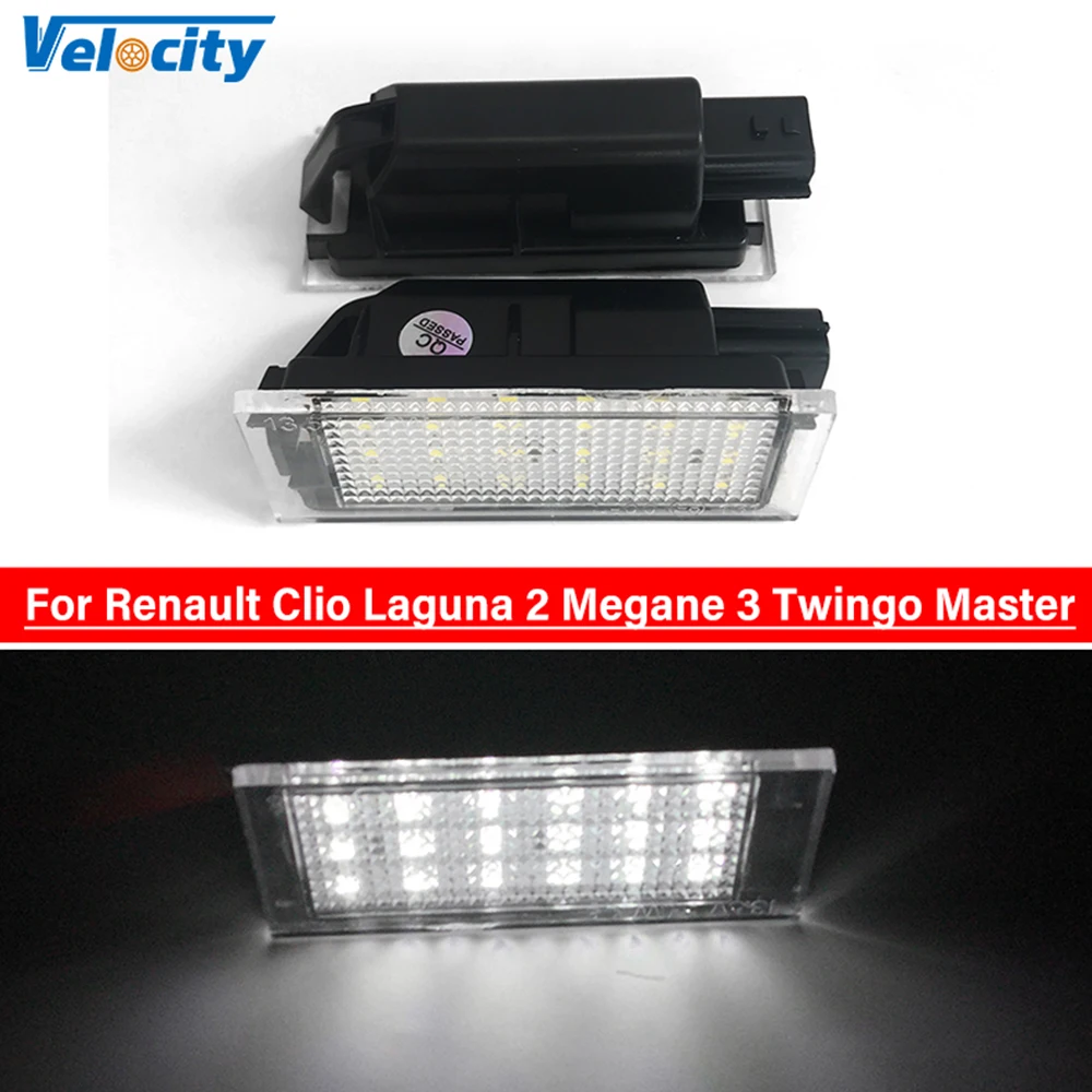 2Pcs LED Number License Plate White Light Canbus No Error For Renault Clio Laguna 2 Megane 3 Twingo Master Vel Satis Opel Movano