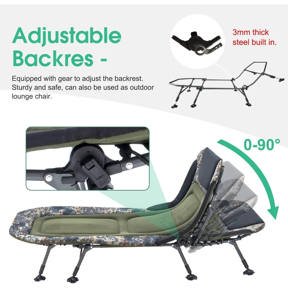 Camping Cot for Adults 330Lbs with Carry Bag, Heavy Duty Folding Bed with Soft Padded Cushion