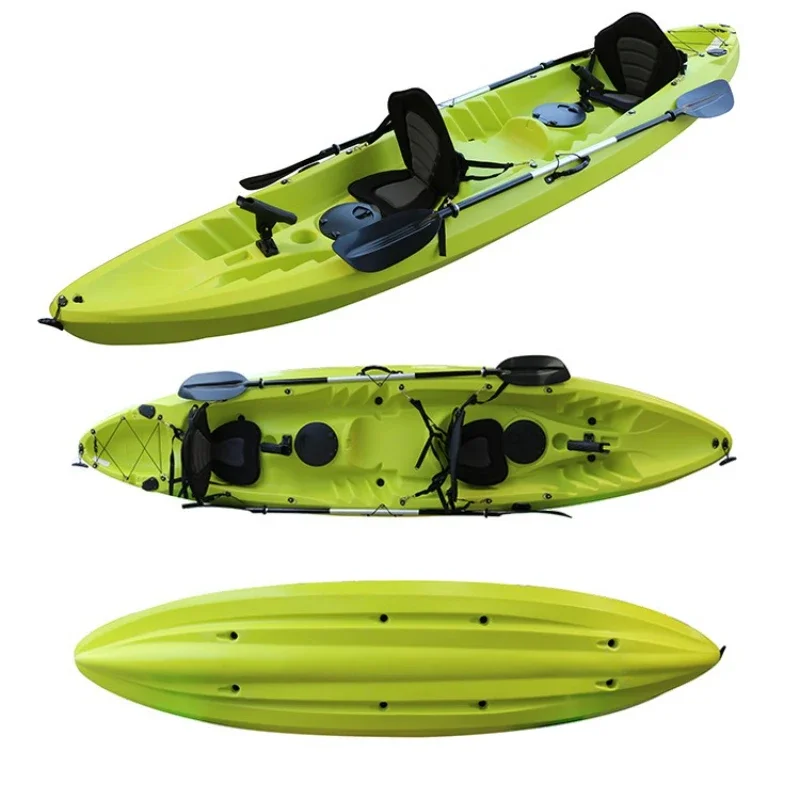Kayak Doble Rotomoldeado 2 + 1, Bote de Pesca Triple, Bote con Plataforma, Bote de Plástico Duro para Exteriores, Kayak Luya