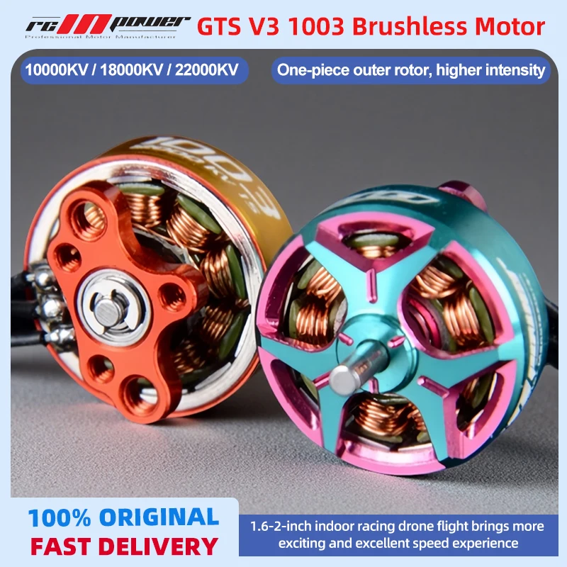 RCINPOWER GTS V3 Brushless Motor 1003 10000KV 2S 18000KV 22000KV 1S for FPV Freestyle 1.6-2inch Tinywhoop Drones - DIY Parts