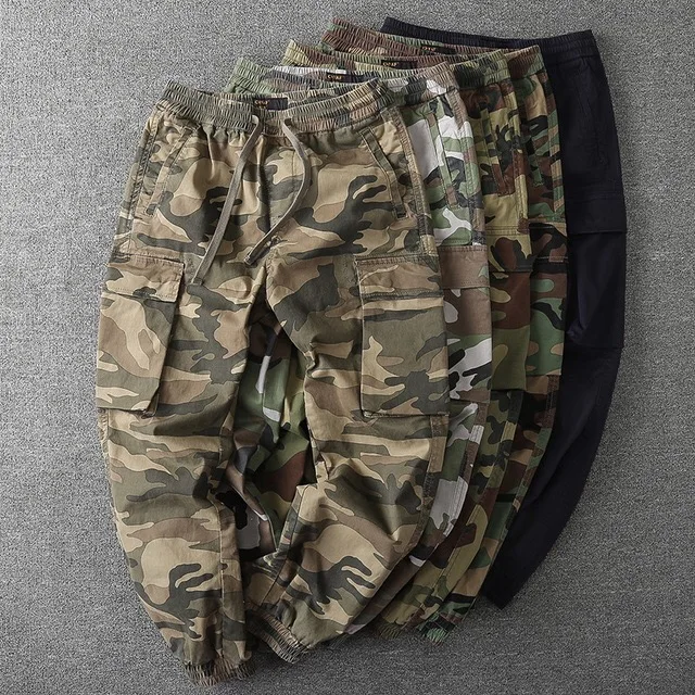 

Autumn New Men's Casual Camouflage Color Blo Pants Retro Workwear Trousers Loose Fit Youth Faion Long Pants mid Waist