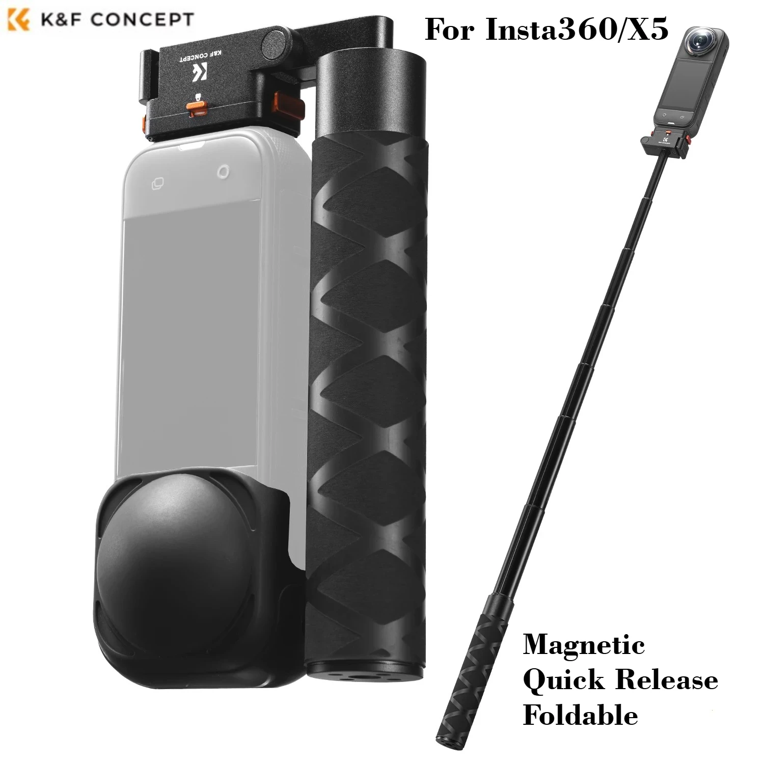 

Новая магнитная складная селфи-палка K&F Concept Insta360 X5 с быстрым креплением и регулируемой ручкой
