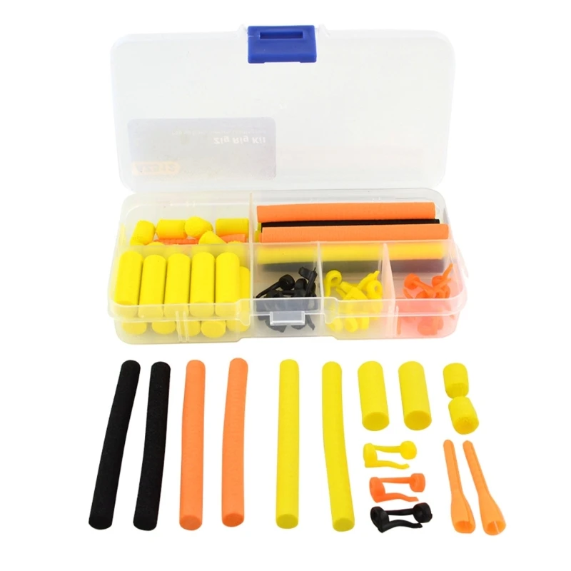 Foam Baits Floating Angling Assortment with Trimmable Cylinders and Divided Case Hardware for Pond and Shallow Water 69HD