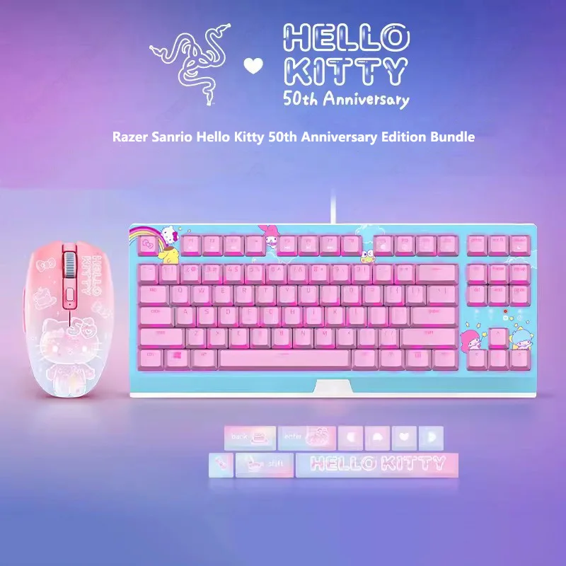 

Razer Sanrio HelloKitty 50th Anniversary Limited Edition Mechanical Backlit Keyboard and Wireless Gaming Mouse - Keycaps Bundle