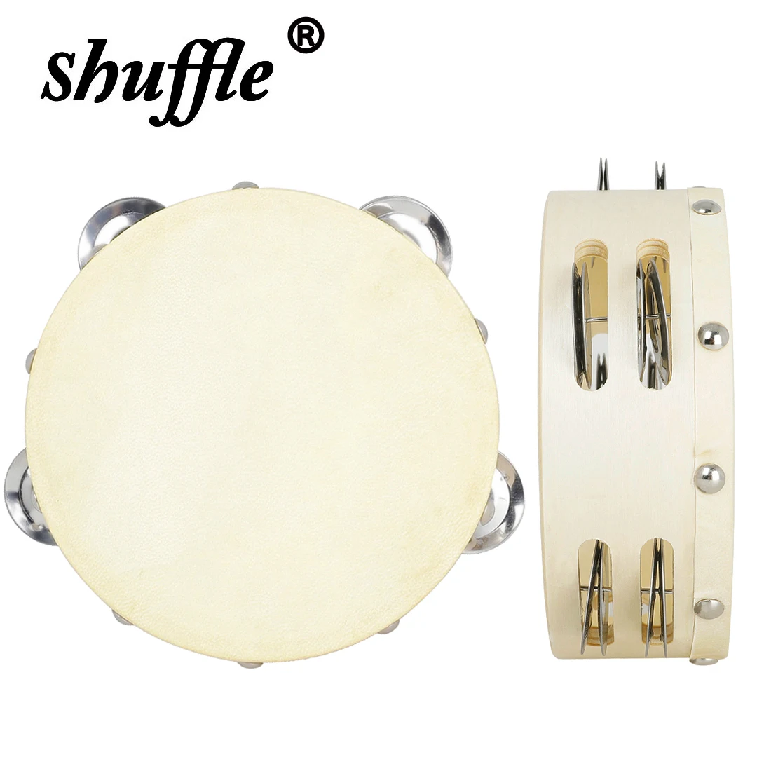 Orff 6 Inch Tambourine Sheepskin Handshake Drum Percussion Musical Instruments For Kids Enlightenment Education Children's Gift